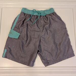 Panama Jack Swim Trunk Board Shorts Grey Green Vacation Summer - Size M10/12